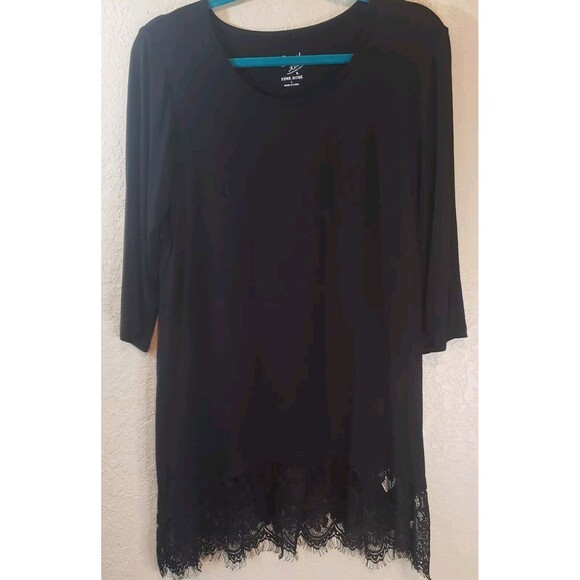 Sweet Teas by Pink Rose Tops - Sweet Teas By Pink Rose Black Lace Hem Tunic Size Large